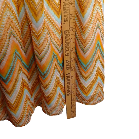 AS U WISH Colorful Chevron Stripe Print Brown Blue Smocked Dress Small NWT - Picture 9 of 11